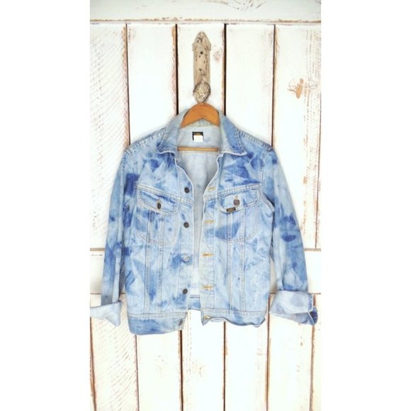 Vintage Lee sun bleached blue denim  jean jacket - Picture 2 of 5